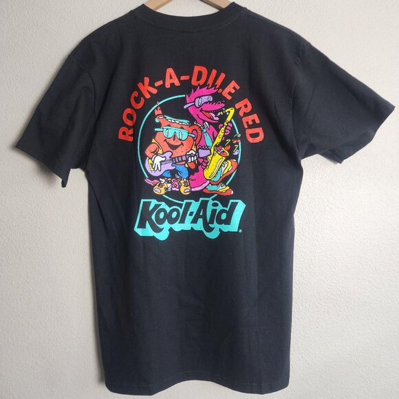 Kool-Aid Shirt Mens Medium Black Rock-A-Dile Red Graphic Tee Soda Advertising - Picture 5 of 7